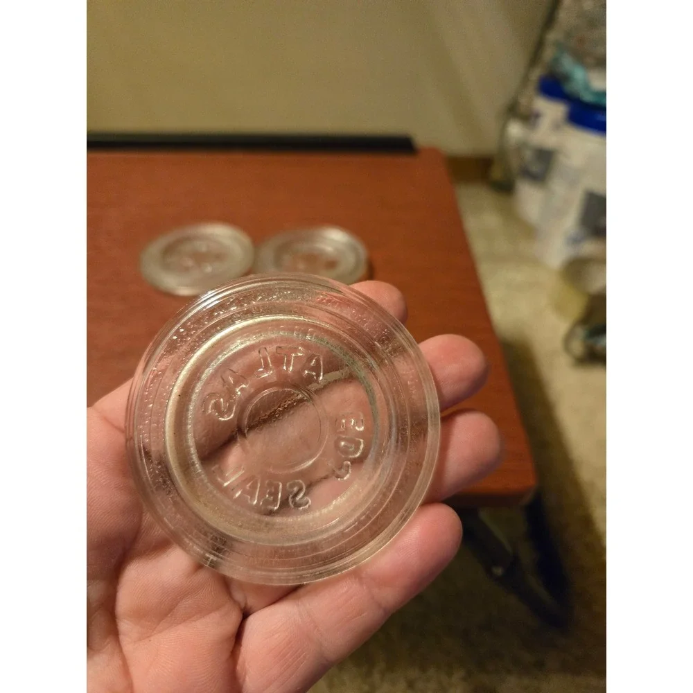 Vintage Atlas Edj Seal‎ Clear Glass Canning Jar Lids Set of 4 Mason Jar Inserts